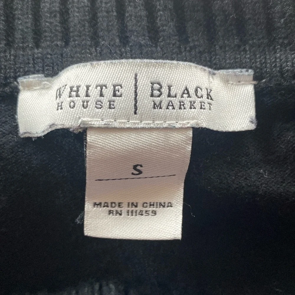 White‎ House Black Market cowl neck sweater with silver button sleeve accents